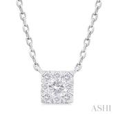 1/10 ctw  Lovebright Petite Square Shape Round Cut Diamond Fashion Pendant With Chain in 10K White Gold